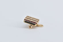 Load image into Gallery viewer, 14K Diamond Ruby Vintage Striped Statement Square Pendant/Pin Yellow Gold