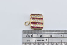 Load image into Gallery viewer, 14K Diamond Ruby Vintage Striped Statement Square Pendant/Pin Yellow Gold