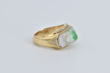 Load image into Gallery viewer, 18K Carved Jade Frog Diamond Chinese Statement Ring Yellow Gold