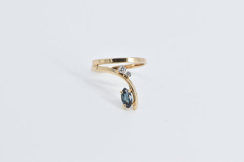 14K Marquise Sapphire Diamond Accent Freeform Ring Yellow Gold