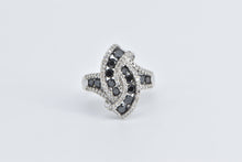 Load image into Gallery viewer, 14K 1.67 Ctw Black &amp; White Diamond Twist Cluster Ring White Gold