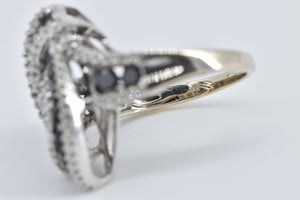 14K 1.67 Ctw Black & White Diamond Twist Cluster Ring White Gold