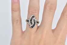 Load image into Gallery viewer, 14K 1.67 Ctw Black &amp; White Diamond Twist Cluster Ring White Gold