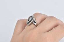 Load image into Gallery viewer, 14K 1.67 Ctw Black &amp; White Diamond Twist Cluster Ring White Gold