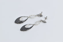 Load image into Gallery viewer, 14K 1.85 Ctw Black &amp; White Diamond Cluster Dangle Earrings White Gold