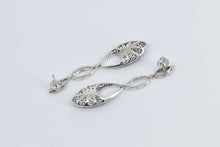 Load image into Gallery viewer, 14K 1.85 Ctw Black &amp; White Diamond Cluster Dangle Earrings White Gold