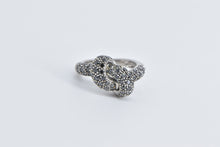 Load image into Gallery viewer, 14K Pave Black Diamond Encrusted Knot Promise Ring White Gold