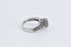 14K Pave Black Diamond Encrusted Knot Promise Ring White Gold