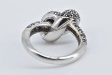 Load image into Gallery viewer, 14K Pave Black Diamond Encrusted Knot Promise Ring White Gold