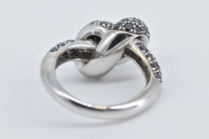 14K Pave Black Diamond Encrusted Knot Promise Ring White Gold