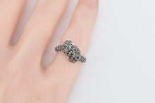 Load image into Gallery viewer, 14K Pave Black Diamond Encrusted Knot Promise Ring White Gold