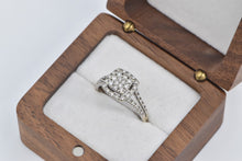 Load image into Gallery viewer, 10K Vintage Diamond Squared Cluster Halo Ring White Gold