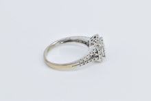 Load image into Gallery viewer, 10K Vintage Diamond Squared Cluster Halo Ring White Gold