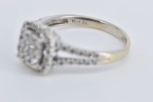 Load image into Gallery viewer, 10K Vintage Diamond Squared Cluster Halo Ring White Gold