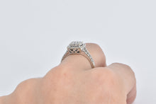 Load image into Gallery viewer, 10K Vintage Diamond Squared Cluster Halo Ring White Gold