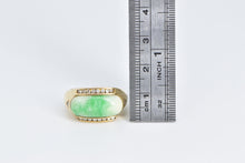 Load image into Gallery viewer, 18K Carved Jade Diamond Vintage Statement Ring Yellow Gold