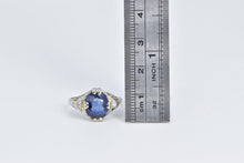 Load image into Gallery viewer, 14K Oval Sapphire Diamond Filigree Statement Ring White Gold