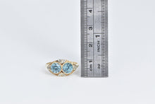 Load image into Gallery viewer, 14K Victorian Blue Topaz Diamond Two Stone Ring Yellow Gold