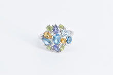 Load image into Gallery viewer, 10K Blue Topaz Citrine Peridot Diamond Cluster Ring White Gold