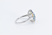 Load image into Gallery viewer, 10K Blue Topaz Citrine Peridot Diamond Cluster Ring White Gold