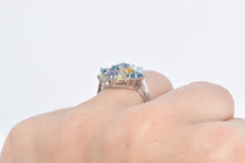 Load image into Gallery viewer, 10K Blue Topaz Citrine Peridot Diamond Cluster Ring White Gold