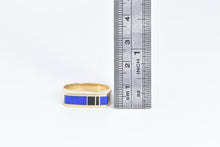 Load image into Gallery viewer, 14K Squared Lapis Lazuli Inlay Men&#39;s Band Ring Yellow Gold