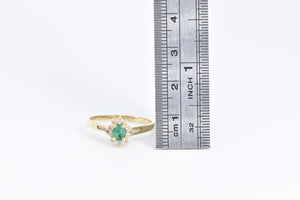 14K Oval Emerald Diamond Halo Engagement Ring Yellow Gold