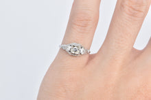 Load image into Gallery viewer, 14K Diamond Art Deco Filigree Engagement Ring White Gold