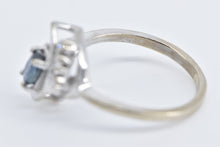 Load image into Gallery viewer, 10K Oval Sapphire Diamond Wavy Engagement Ring White Gold