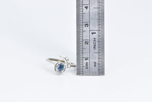 Load image into Gallery viewer, 10K Oval Sapphire Diamond Wavy Engagement Ring White Gold