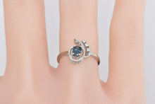 Load image into Gallery viewer, 10K Oval Sapphire Diamond Wavy Engagement Ring White Gold