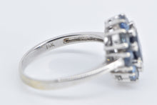 Load image into Gallery viewer, 14K Sapphire Diamond Tanzanite Halo Statement Ring White Gold