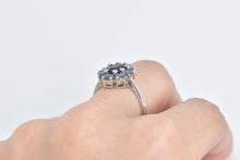 Load image into Gallery viewer, 14K Sapphire Diamond Tanzanite Halo Statement Ring White Gold