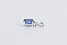 Load image into Gallery viewer, 10K Oval Syn. Sapphire Diamond Cluster Statement Pendant White Gold