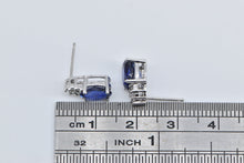 Load image into Gallery viewer, 10K Oval Syn. Sapphire Diamond Cluster Stud Earrings White Gold