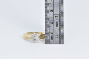 10K Diamond Cluster Flower Snow Flake Cluster Ring Yellow Gold