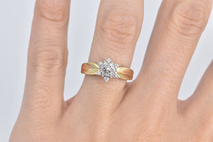 10K Diamond Cluster Flower Snow Flake Cluster Ring Yellow Gold