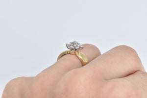 10K Diamond Cluster Flower Snow Flake Cluster Ring Yellow Gold