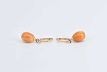 Load image into Gallery viewer, 14K Antique Orange Enamel Faberge Egg Dangle Earrings Yellow Gold