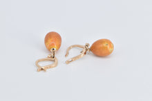 Load image into Gallery viewer, 14K Antique Orange Enamel Faberge Egg Dangle Earrings Yellow Gold