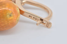 Load image into Gallery viewer, 14K Antique Orange Enamel Faberge Egg Dangle Earrings Yellow Gold