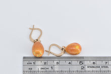 Load image into Gallery viewer, 14K Antique Orange Enamel Faberge Egg Dangle Earrings Yellow Gold