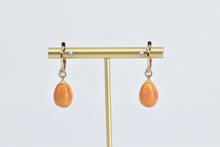 Load image into Gallery viewer, 14K Antique Orange Enamel Faberge Egg Dangle Earrings Yellow Gold