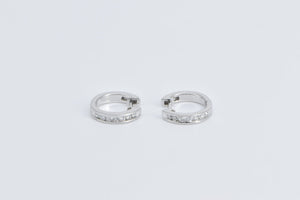 14K 12.9mm Diamond Classic Huggies Hoop Fashion Earrings White Gold