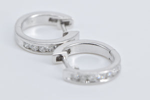 14K 12.9mm Diamond Classic Huggies Hoop Fashion Earrings White Gold