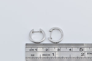 14K 12.9mm Diamond Classic Huggies Hoop Fashion Earrings White Gold