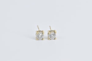 14K 0.56 Ctw Diamond Accent Vintage Stud Earrings Yellow Gold