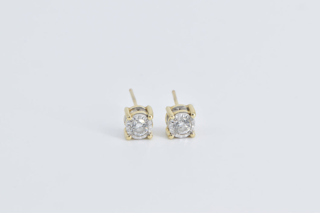 14K 0.56 Ctw Diamond Accent Vintage Stud Earrings Yellow Gold