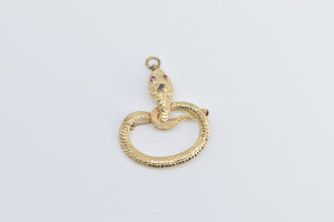 14K Victorian Snake Serpent Amethyst Ouroboros Pendant Yellow Gold