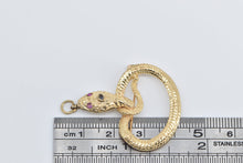 Load image into Gallery viewer, 14K Victorian Snake Serpent Amethyst Ouroboros Pendant Yellow Gold